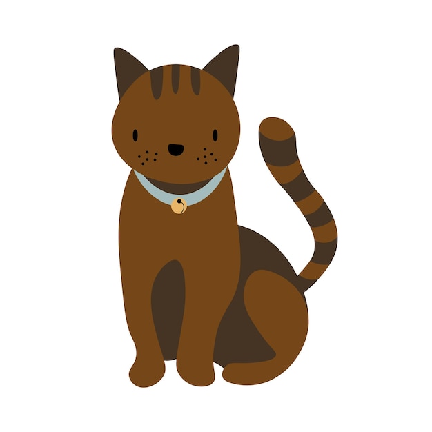 Cat icon Cute brown kitten In cartoon style Isolated on white background Vector flat illustration EPS