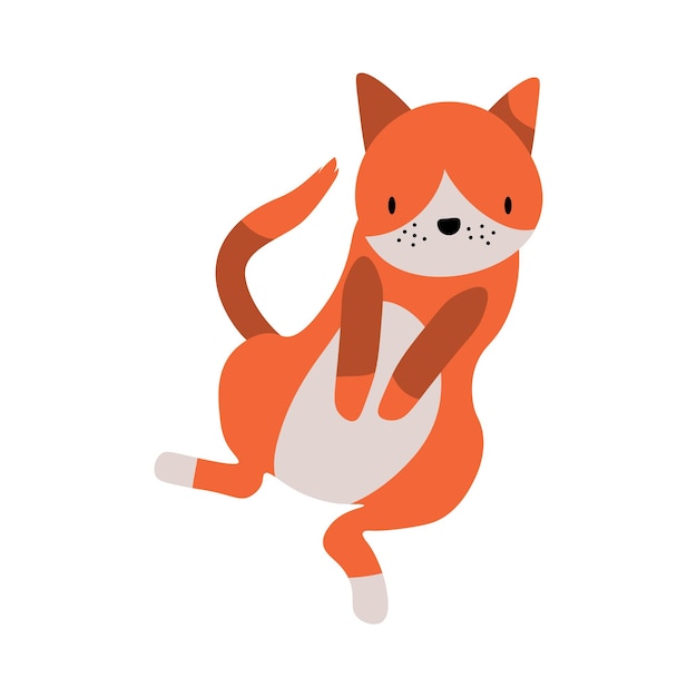 Cat icon cute orange kitten in cartoon style isolated on white background vector flat illustration eps