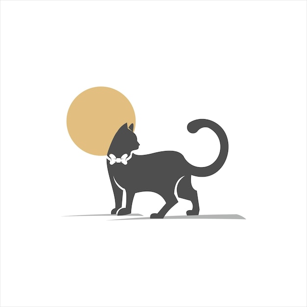 Vector cat illustration silhouette animal pet vector with bow tie