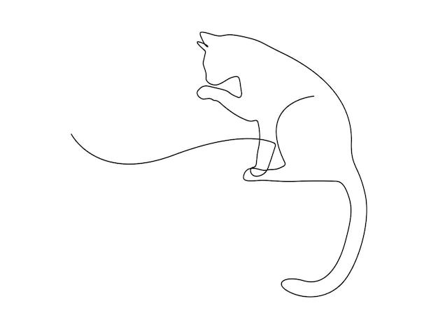 Cat in one continuous line drawing vector illustratie premium vector