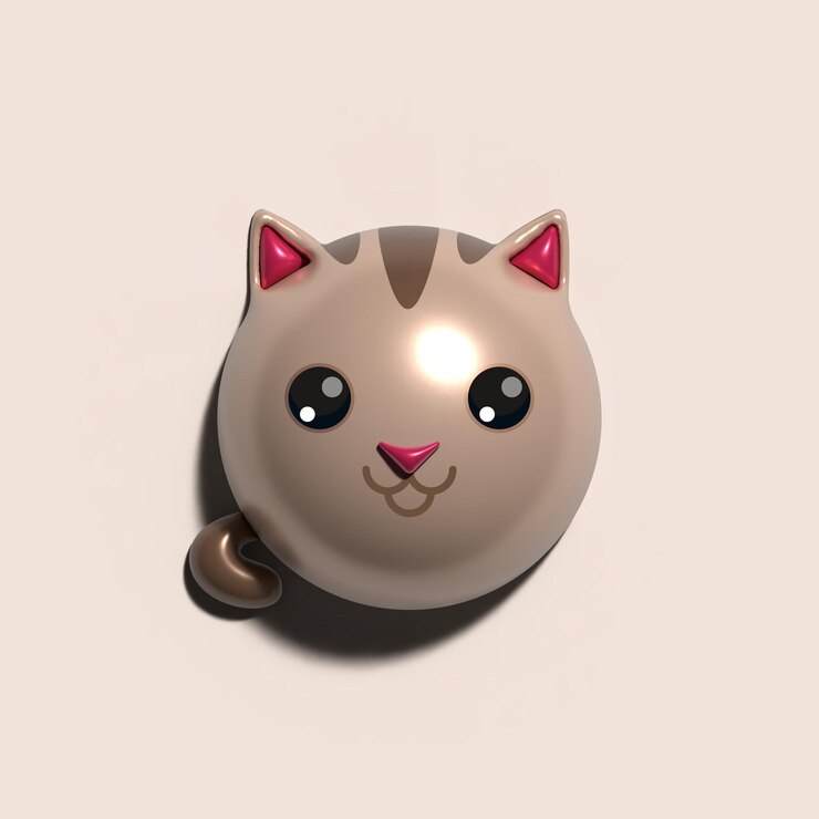 Vector cat inflated editable animal face design template
