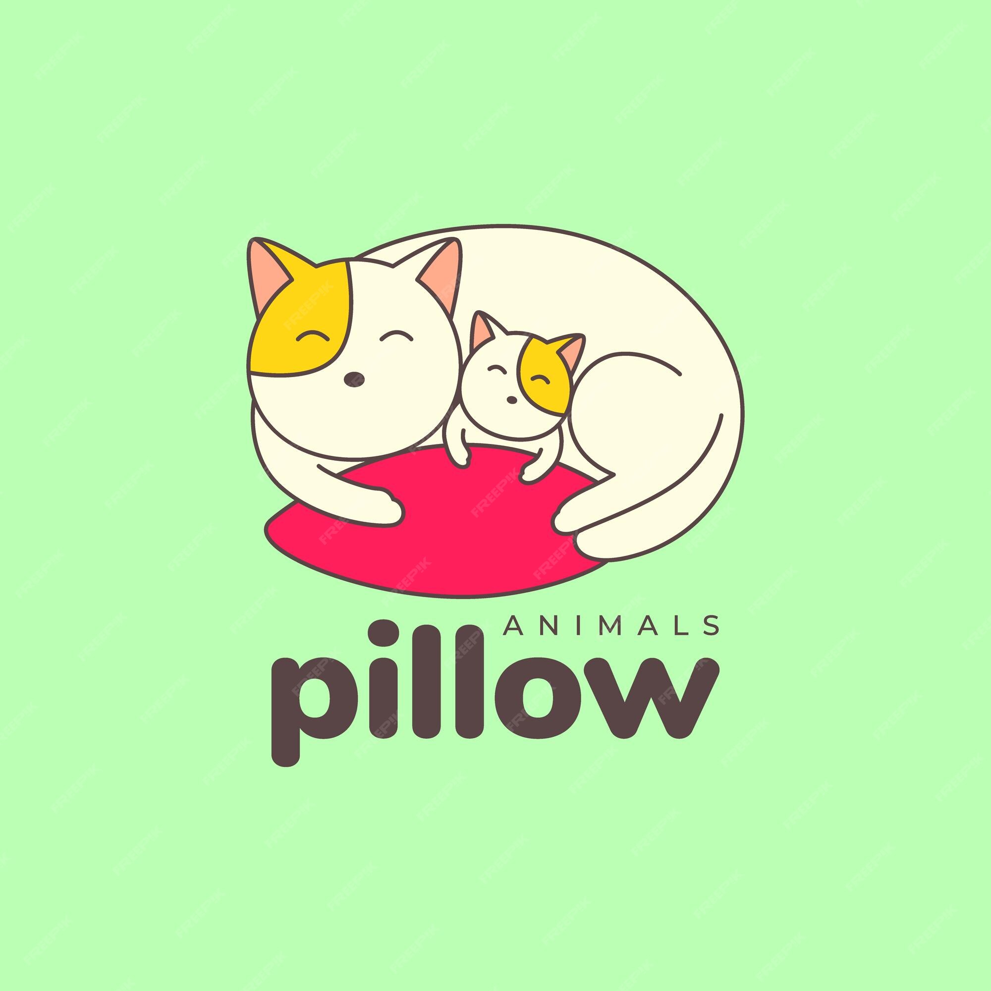 Cute Cat Playing On Pillow Cartoon Vector Icon Illustration