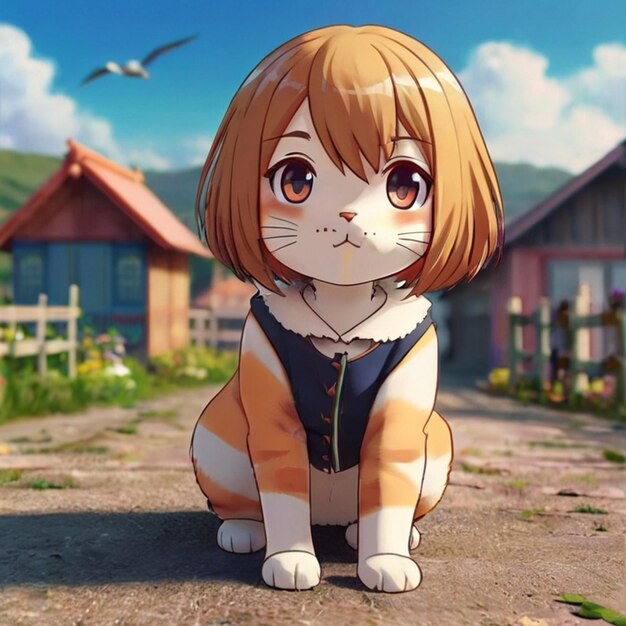 ベクトル 猫の子女の子のイメージ