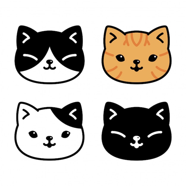 cat kitten head cartoon character illustration