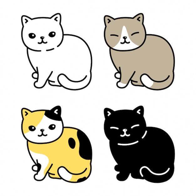 Vector cat kitten pet cartoon character icon