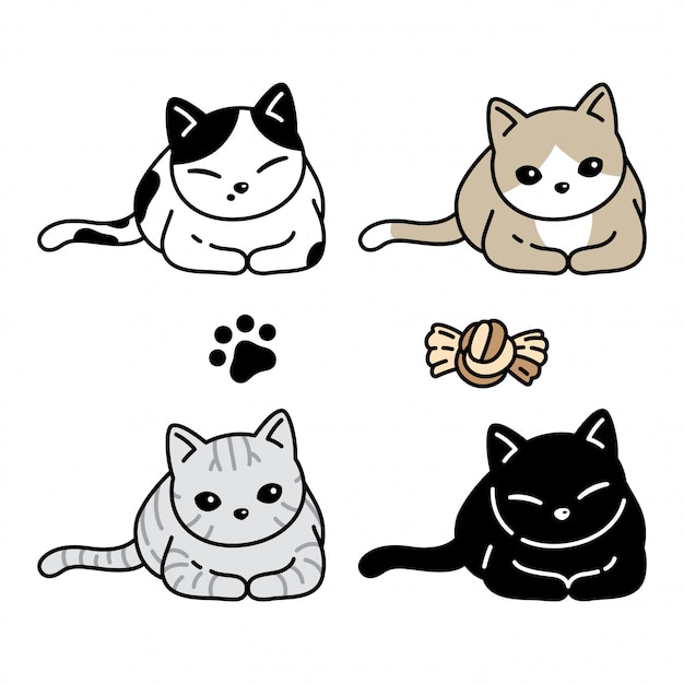 Vector cat kitten pet icon cartoon character