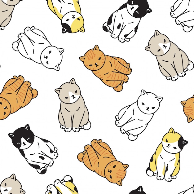 Cat kitten seamless pattern cartoon