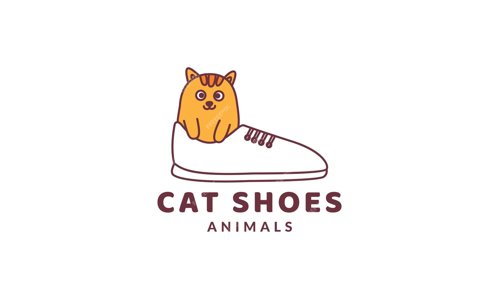 Premium Vector | Cat or kitty or kitten or pet on shoes cute logo vector  illustration