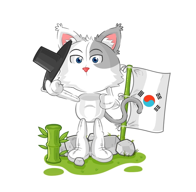 Cat korean character cartoon mascot vector