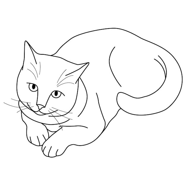 Cat lies in linear vector graphics