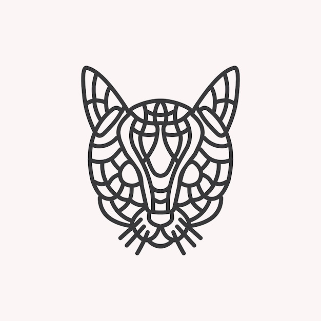 Cat line art logo icon illustration