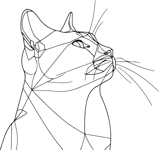 Cat line art one line minimalist drawing illustration