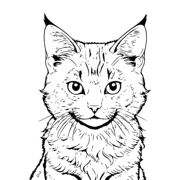 Cat line art tekening in zwart-wit