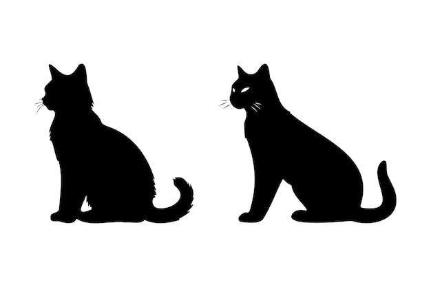 Premium Vector  White background black silhouette two cats