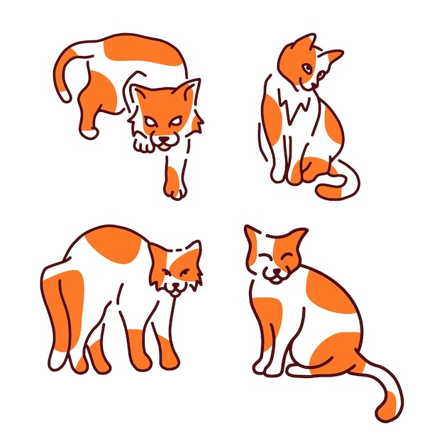 Cat Line Pose Illustratiebundel