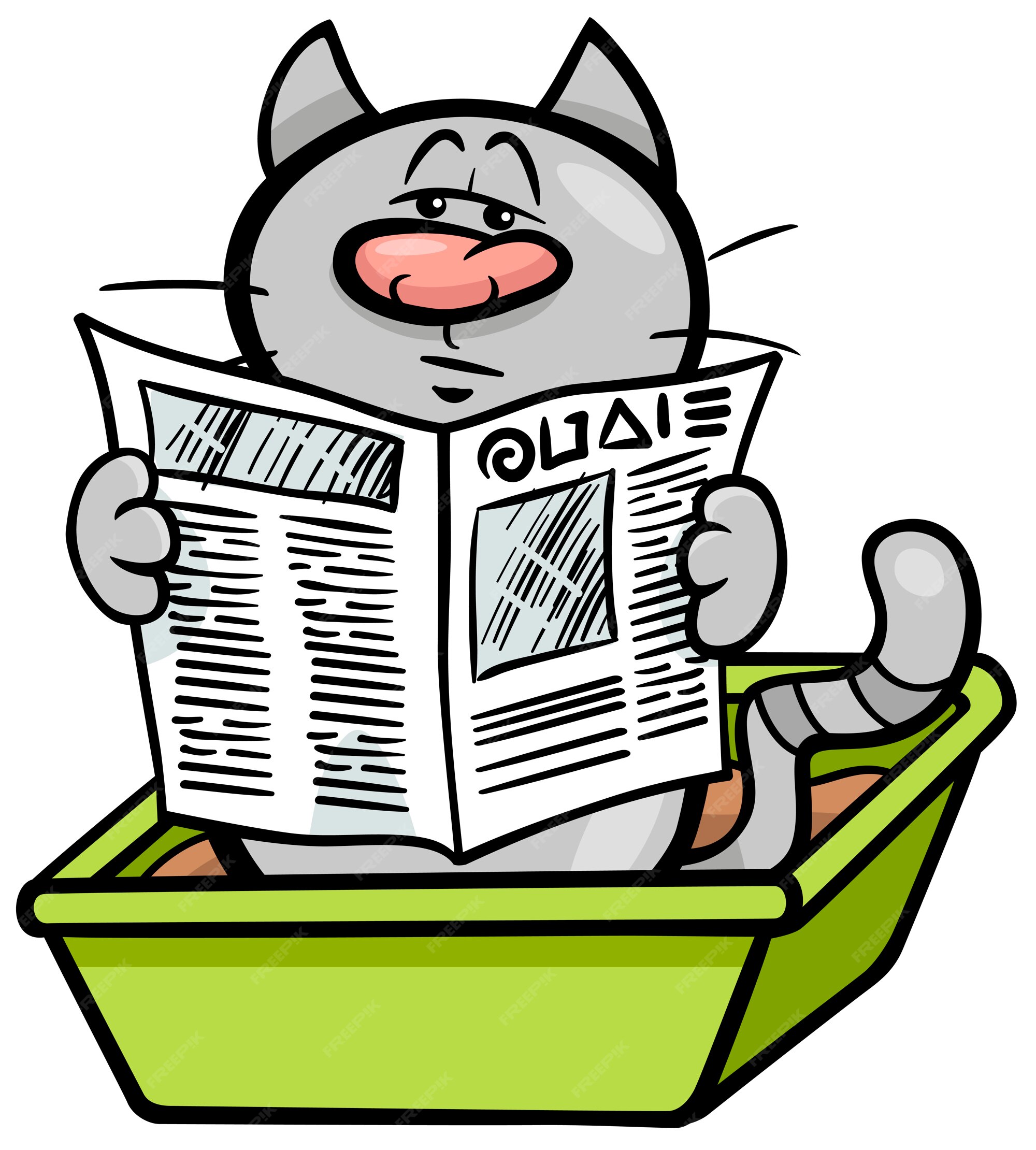 Котик читает газету
