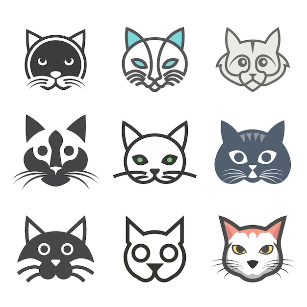cat logo collection symbol modern designs for business
