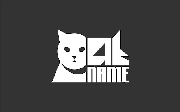 猫の顔とキャットの文字を組み合わせた猫のロゴ