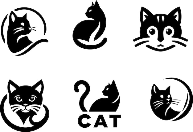 Cat logo concept vector silhouette 2