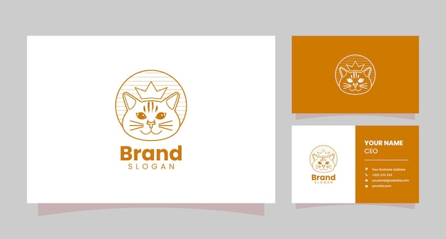 Vector cat logo and crown with business card