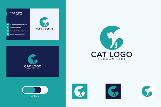 cat logo design and business card