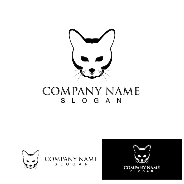 Cat logo design pet logotype vector