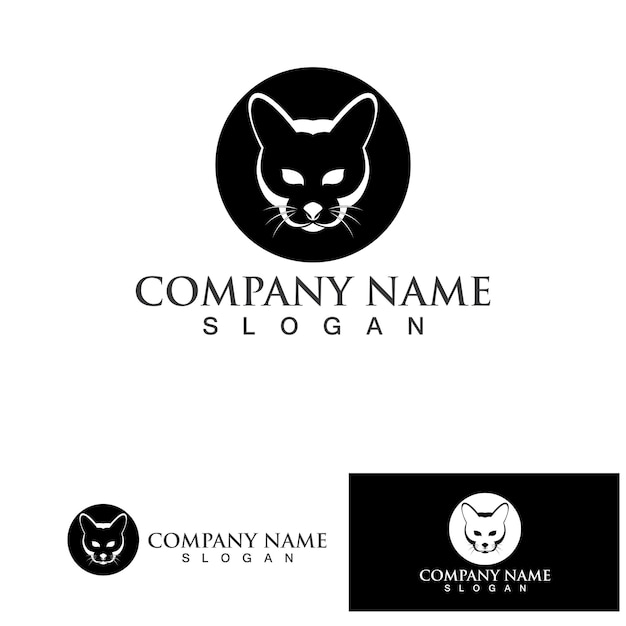 Cat logo design pet logotype vector