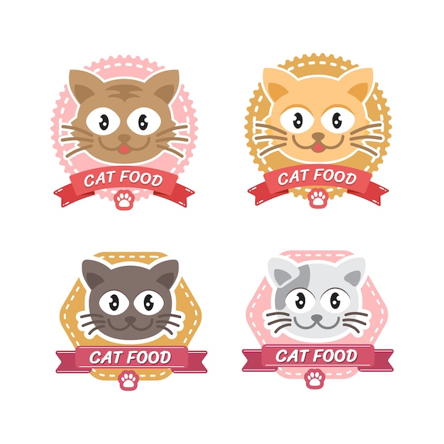 Vector cat logo design set for pet shop