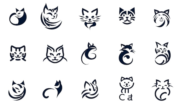 Cat logo design vector set