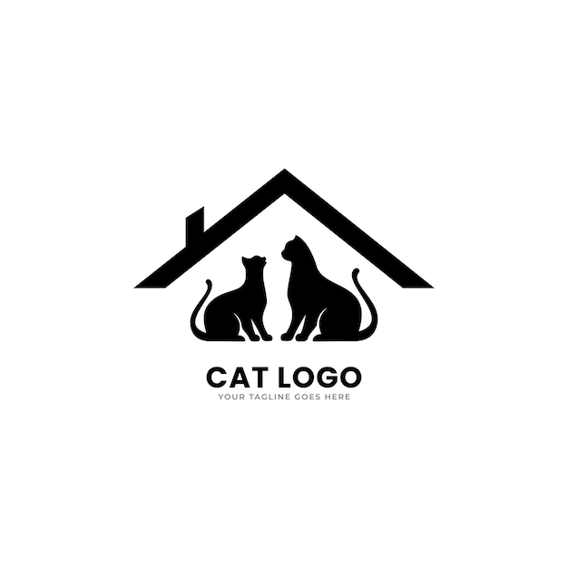 Vettore di disegno di arte del modello dell'icona di logo del gatto.