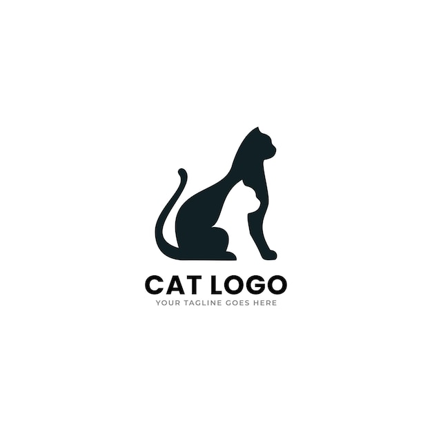 Vettore di disegno di arte del modello dell'icona di logo del gatto.