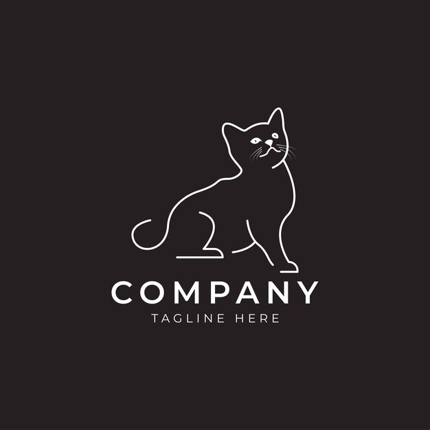 Cat logo linear design concept simple and minimalist logo