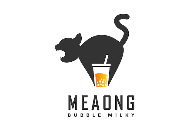 Cat logo, suitable for beverage brands, cafes, and others.