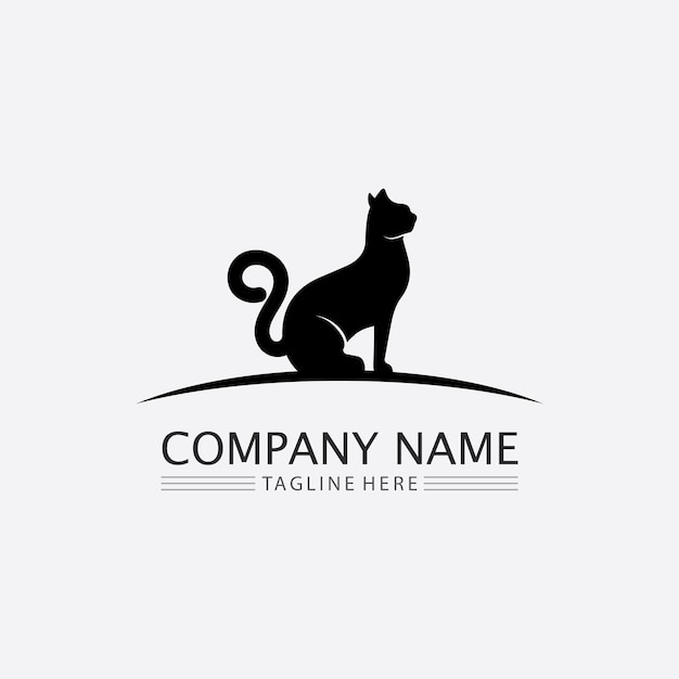 Cat logo and vector animal icon footprint kitten calico logo dog symbol cartoon character sign illustration doodle design