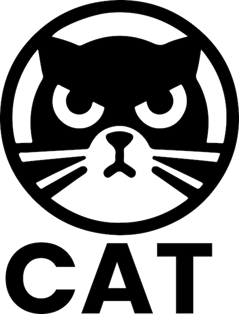 Illustrazione artistica vettoriale del logo del gatto a colore nero silhouette vettoriale dell'icona del gatto 8