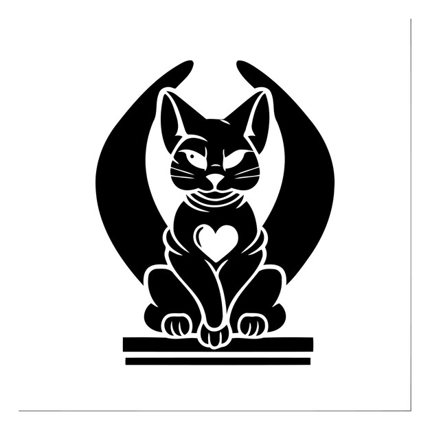 Vector cat logo vector illustration of a cat with a heart in its paws