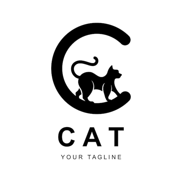 Vettore di logo del gatto con modello di slogan