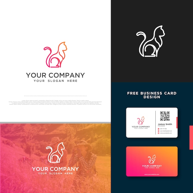 Cat Logo with Free Business Card Design