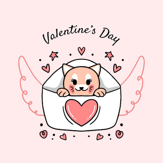 Vector cat love valentines day