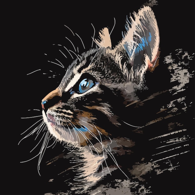 Vettore maglietta con pittura decorativa per amante dei gatti