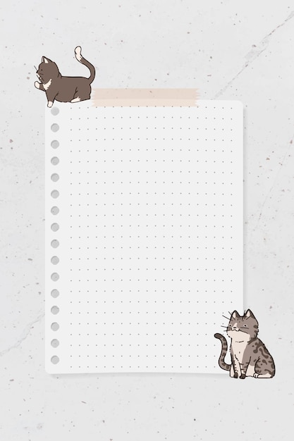 Cat lover pattern dotted note paper template vector