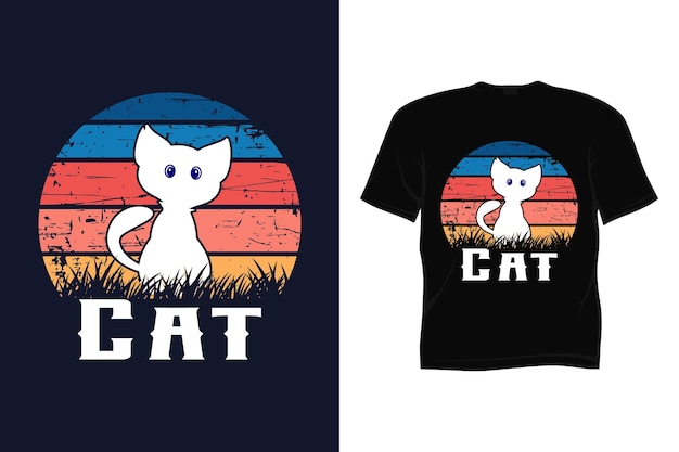 猫好きのレトロなヴィンテージTシャツのデザイン