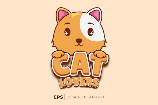 Cat lovers editable text effect template cat vector