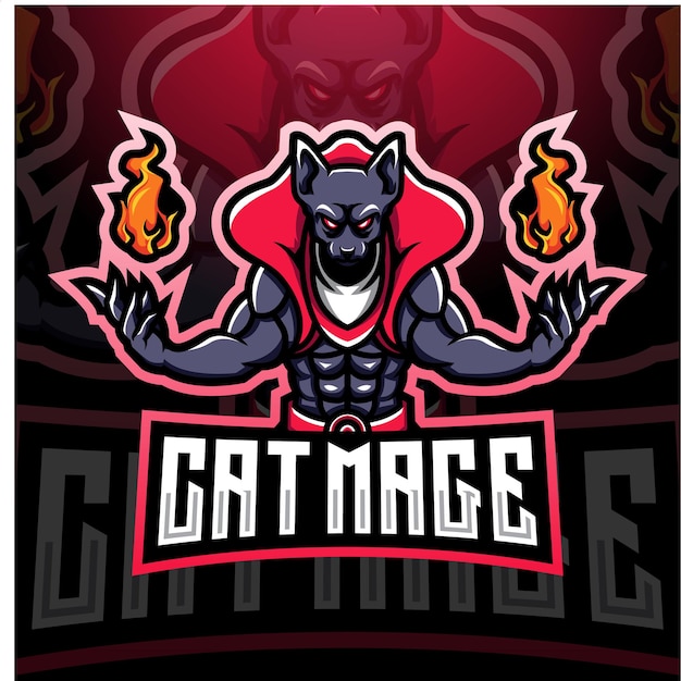 Cat mage esport logo mascotte design