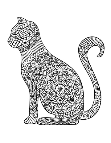 Premium Vector | Cat mandala coloring pages for adults