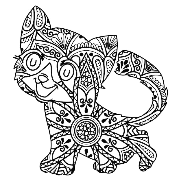 Illustrazione di vettore di colorazione della mandala del gatto