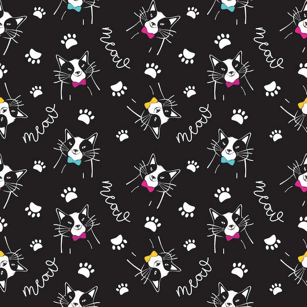 Vector cat meow pattern