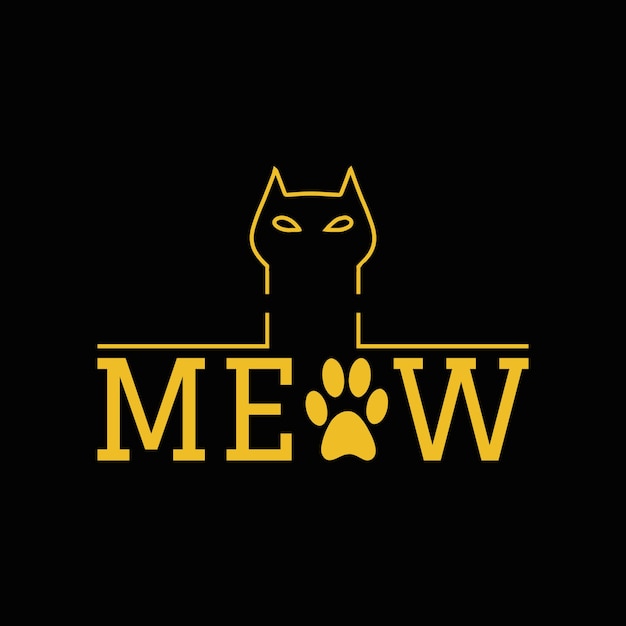 Vector cat meow t shirt design