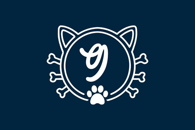 Vettore disegni del logo della lettera g del monogramma del gatto