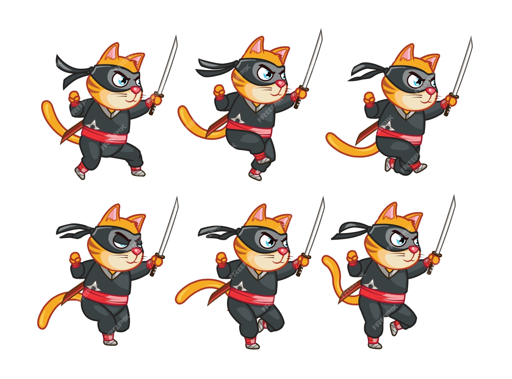 Ninja gato atacando Sprite imagem vetorial de gagu© 58267461